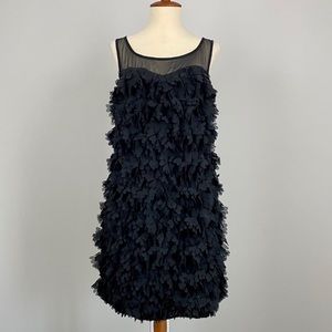 RSVP Black Dress with Floral Ruffles
